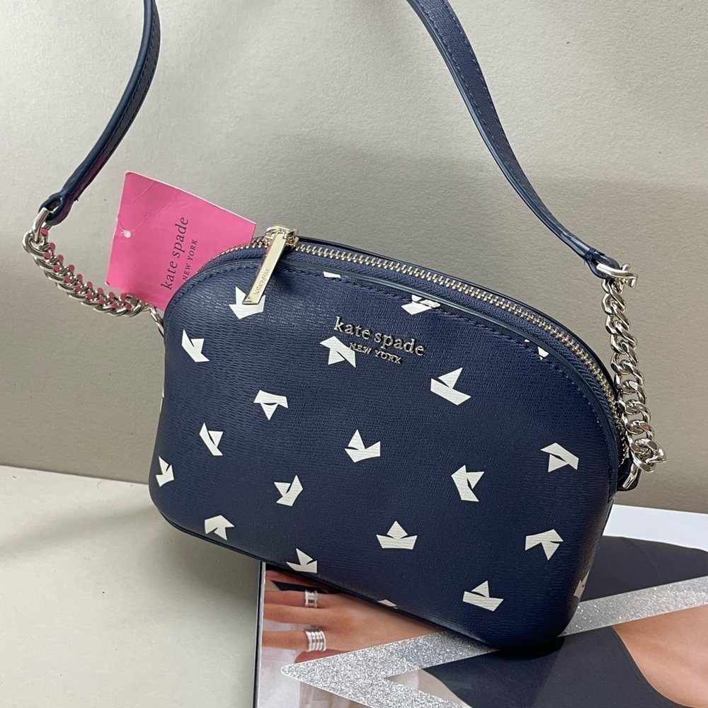 (new+tag) Kate Spade retail spencer boats dome leather crossbody navy